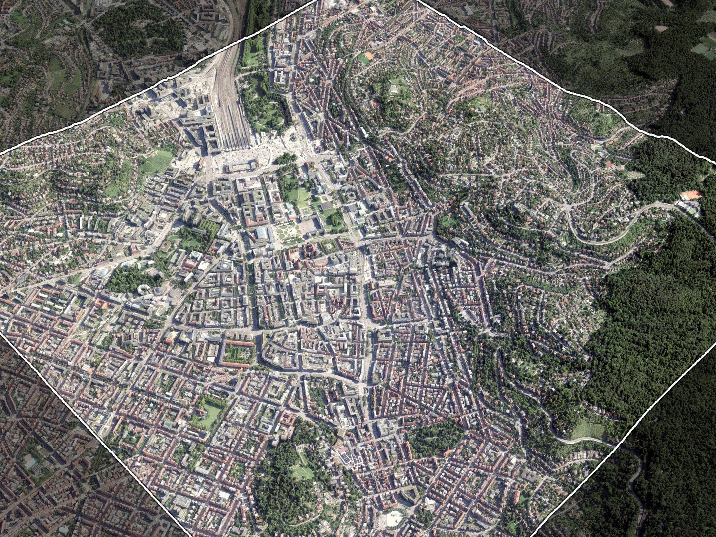 Aerial photo of a city district